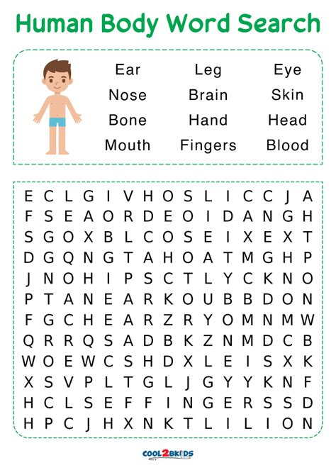 Free Printable Human Body Word Search Worksheet Kiddoworksheets Inside The Human Body Word Search - Inside The Human Body Word Search
