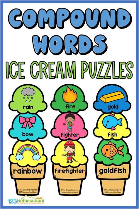 Free Printable Ice Cream Compound Word Puzzles Activity Compound Word Activities 1st Grade - Compound Word Activities 1st Grade