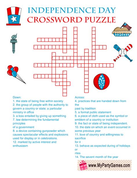 Free Printable Independence Day Crossword Puzzle With Answer Fourth Of July Crossword Puzzles Printable - Fourth Of July Crossword Puzzles Printable