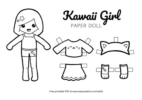 Free Printable Kawaii Paper Dolls Colouring Pages Tatyana Paper Doll Printable Coloring Pages - Paper Doll Printable Coloring Pages