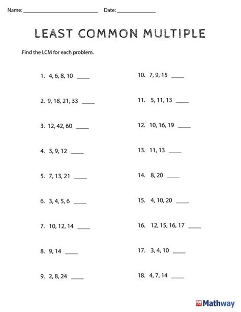 Free Printable Least Common Multiple Worksheets Quizizz Least Common Multiple Fractions Worksheet - Least Common Multiple Fractions Worksheet