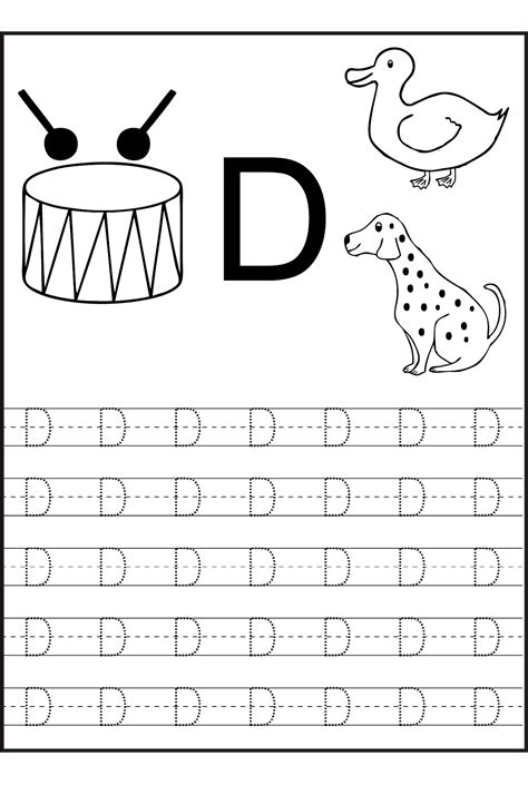 Free Printable Letter D Tracing Worksheets For Kindergarten Practice Writing Letter D - Practice Writing Letter D