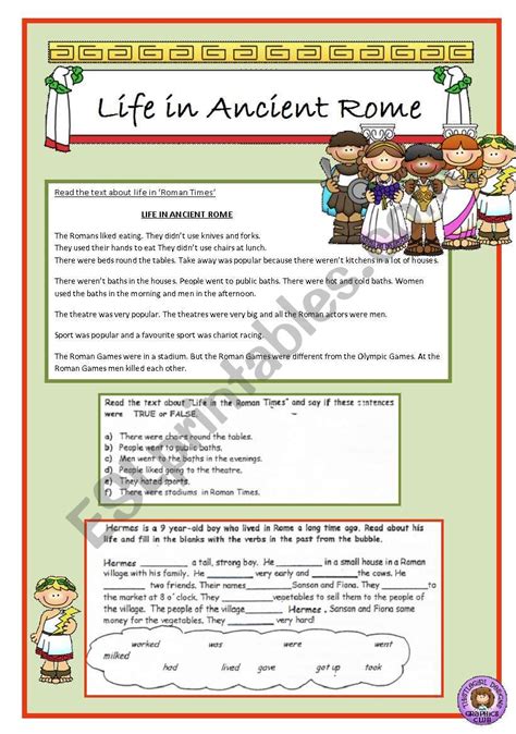 Free Printable Life In Ancient Rome History Reader Roman Empire 4th Grade Worksheet - Roman Empire 4th Grade Worksheet