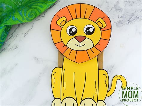 Free Printable Lion Paper Bag Puppet Template Simple Paper Bag Lion Craft - Paper Bag Lion Craft