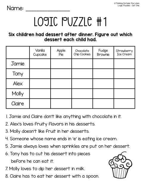 Free Printable Logic Puzzle Worksheets Printable Crossword Logic Puzzles Worksheet - Logic Puzzles Worksheet