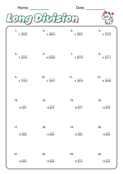 Free Printable Long Division Worksheets For Grade 5 Division Worksheet Grade 5 Printable - Division Worksheet Grade 5 Printable