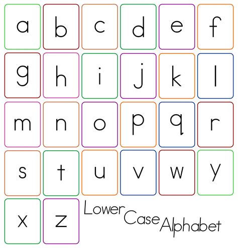 Free Printable Lower Case Letters Flashcards Free Printable Lower Case Letter Chart - Lower Case Letter Chart