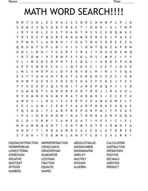 Free Printable Mathematics Themed Word Search Puzzle Printable Math Word Search - Printable Math Word Search