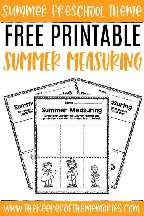 Free Printable Measuring Summer Preschool Worksheets The Preschool Measuring Worksheets - Preschool Measuring Worksheets