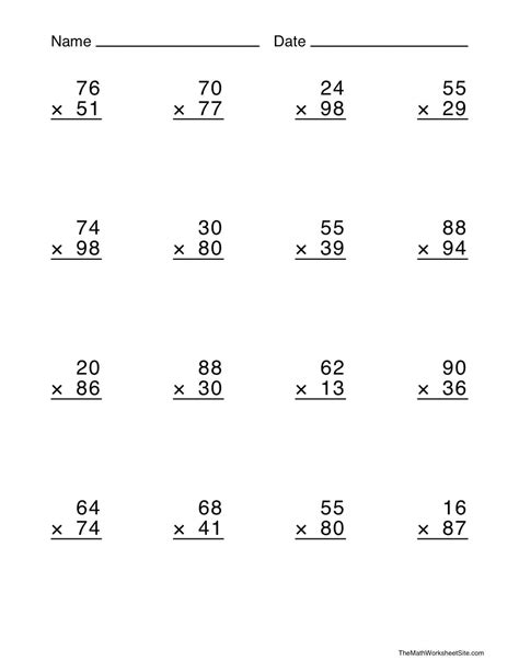 Free Printable Multi Digit Multiplication Worksheets For 5th Multiplication Worksheets Grade 5 - Multiplication Worksheets Grade 5