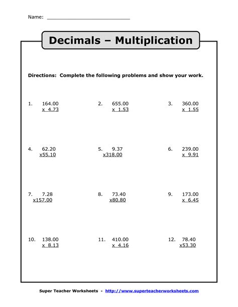 Free Printable Multiplying Decimals Worksheets Quizizz Multiply Decimals Worksheet - Multiply Decimals Worksheet