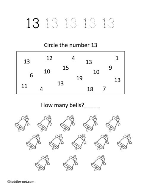 Free Printable Number 11 Thirteen Worksheets For Kids Number 13 Worksheets For Preschool - Number 13 Worksheets For Preschool