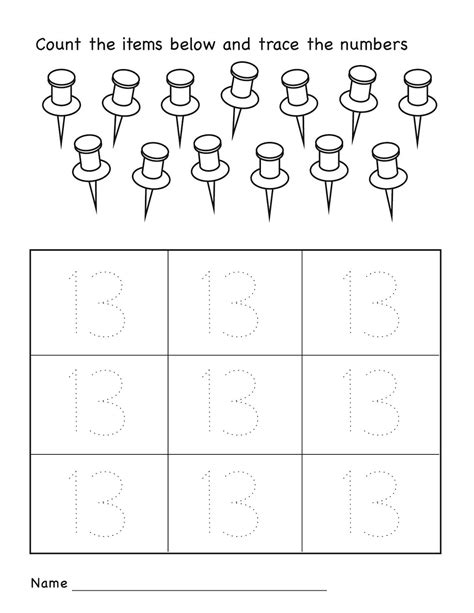 Free Printable Number 13 Worksheets For Tracing And Number 13 Worksheets For Preschool - Number 13 Worksheets For Preschool