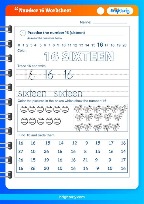 Free Printable Number 16 Sixteen Worksheets For Kids Sixteen Kids And Counting - Sixteen Kids And Counting