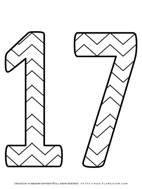 Free Printable Number 17 Template Coloring Page Number 17 Coloring Page - Number 17 Coloring Page