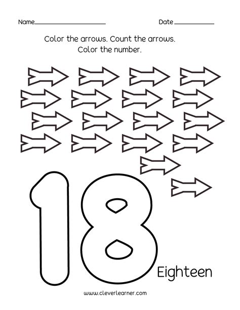 Free Printable Number 18 Eighteen Worksheets For Kids Number 18 Worksheets For Preschool - Number 18 Worksheets For Preschool