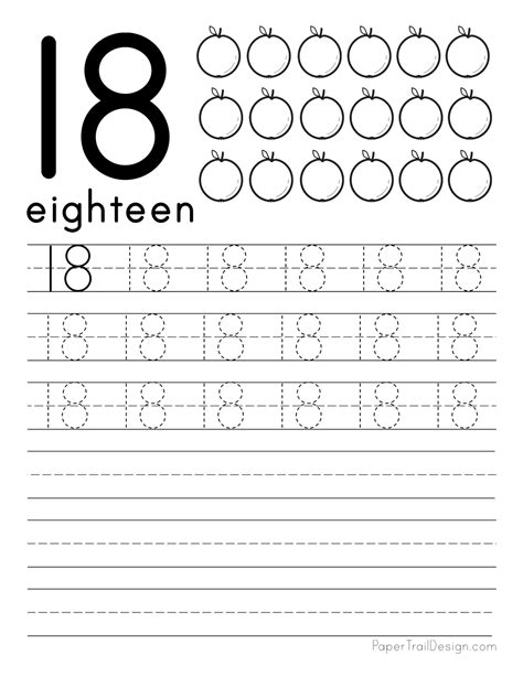 Free Printable Number 18 Tracing Worksheets Preschool Play Number 18 Worksheets For Preschool - Number 18 Worksheets For Preschool
