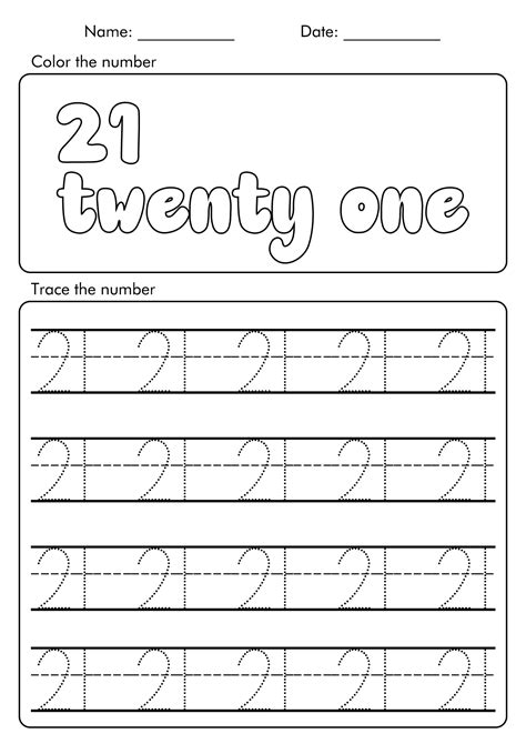 Free Printable Number 21 Worksheet Toddler Net Com Number 21 Worksheet - Number 21 Worksheet