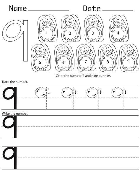 Free Printable Number 9 Worksheets For Preschool Worksheet  9 Preschool - Worksheet #9 Preschool