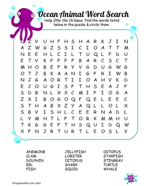Free Printable Ocean Animal Word Searches Printable Animal Word Search - Printable Animal Word Search