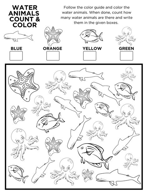 Free Printable Ocean Animals Worksheets For Preschool Kindergarten Sea Animal Worksheet  - Kindergarten Sea Animal Worksheet`
