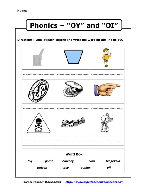 Free Printable Oi And Oy Sound Words Phonics Oi  Oy Worksheet Kindergarten - Oi, Oy Worksheet Kindergarten