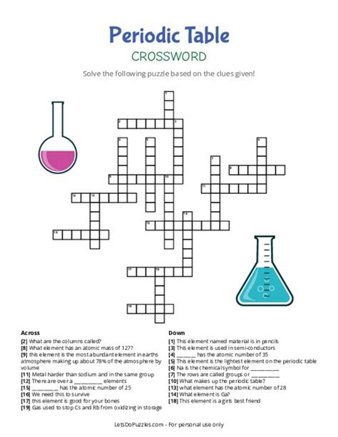 Free Printable Periodic Table Crossword Puzzles Worksheet Periodic Table Puzzles Answer Key - Worksheet Periodic Table Puzzles Answer Key