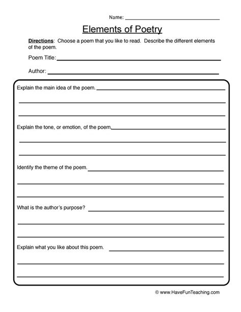 Free Printable Poems Worksheets For 6th Grade Quizizz 6th Grade Poetry Worksheets - 6th Grade Poetry Worksheets