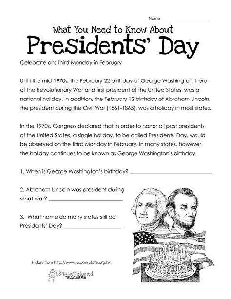 Free Printable Presidents Day Worksheets For Kindergarten Presidents Day Reading Comprehension Worksheet - Presidents Day Reading Comprehension Worksheet