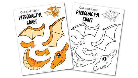 Free Printable Pterodactyl Craft Template Simple Mom Project Cut And Paste Dinosaur - Cut And Paste Dinosaur