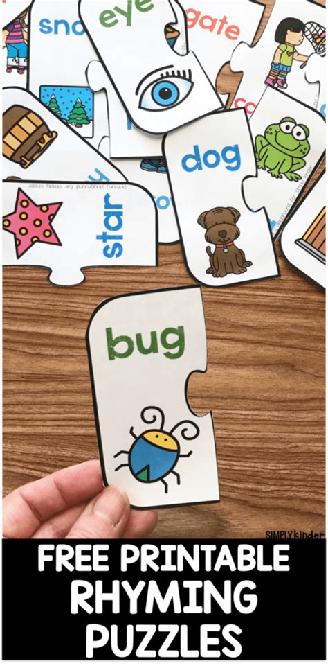Free Printable Rhyming Puzzles The Kindergarten Connection Kindergarten Puzzles - Kindergarten Puzzles