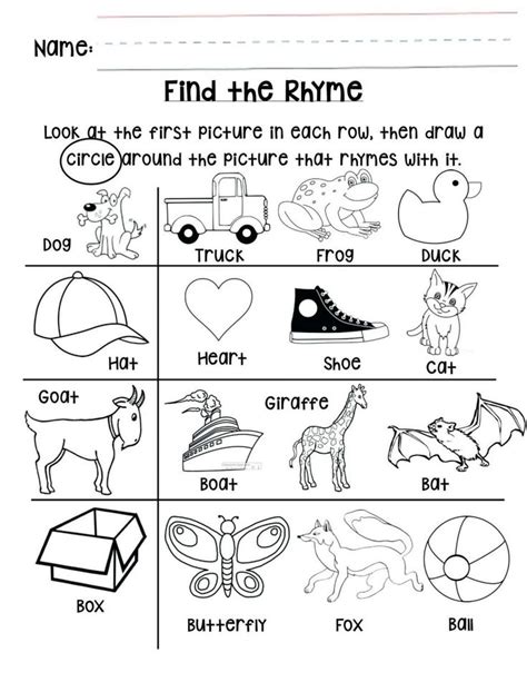 Free Printable Rhyming Words Worksheets For 1st Grade Rhyming Words For 1st Standard - Rhyming Words For 1st Standard