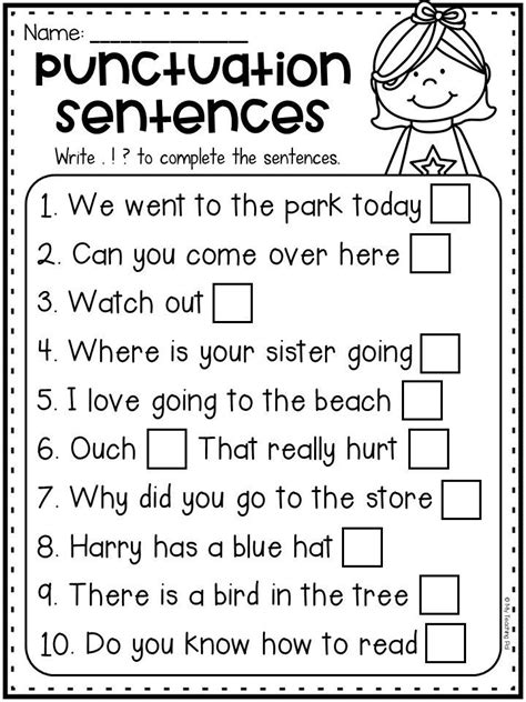 Free Printable Sentences Punctuation Worksheets For 1st Grade Punctuation Worksheets For First Grade - Punctuation Worksheets For First Grade