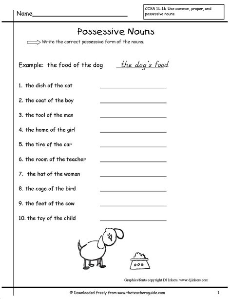 Free Printable Singular Possessives Worksheets For 6th Grade Possessive Nouns Worksheet 6th Grade - Possessive Nouns Worksheet 6th Grade