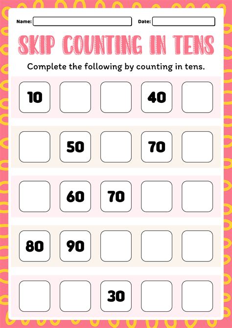 Free Printable Skip Counting Worksheets For 2nd Grade Skip Counting Second Grade - Skip Counting Second Grade