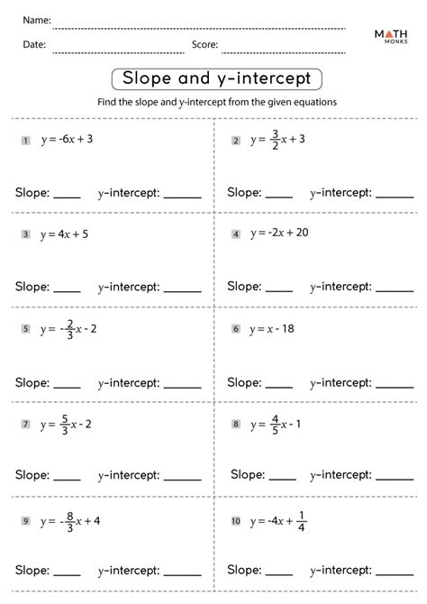 Free Printable Slope Intercept Form Worksheets For 8th 8th Grade Math Slope - 8th Grade Math Slope