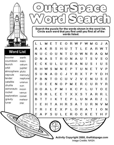 Free Printable Space Science Themed Word Search Puzzle Space Science Words - Space Science Words