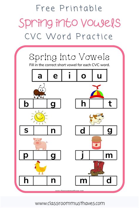 Free Printable Spring Vowel Worksheets Kindergarten Amp 1st Vowels  Kindergarten Worksheet - Vowels- Kindergarten Worksheet