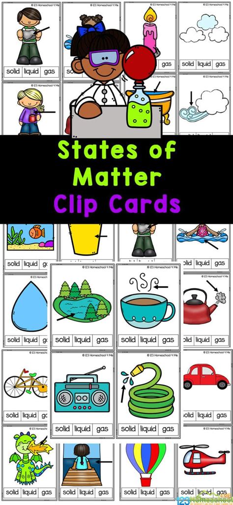 Free Printable States Of Matter Clip Cards Activity Gas Pictures Of Matter - Gas Pictures Of Matter
