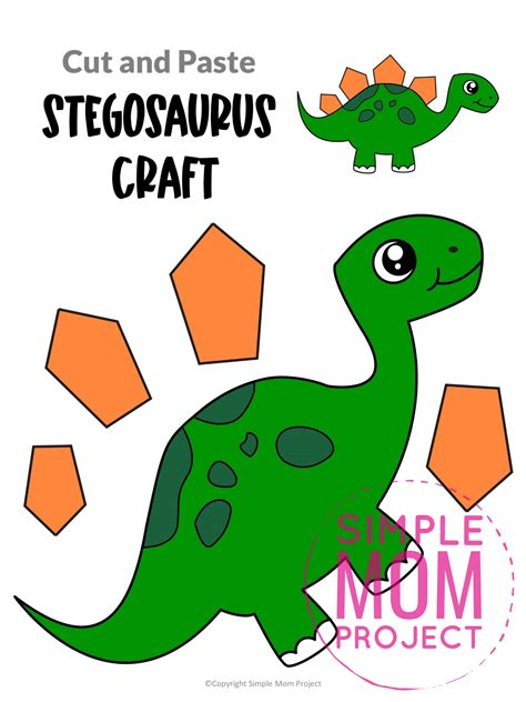 Free Printable Stegosaurus Craft Template Simple Mom Project Cut And Paste Dinosaur - Cut And Paste Dinosaur