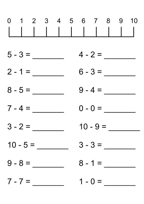Free Printable Subtraction Number Line Worksheets Subtraction Number Lines - Subtraction Number Lines