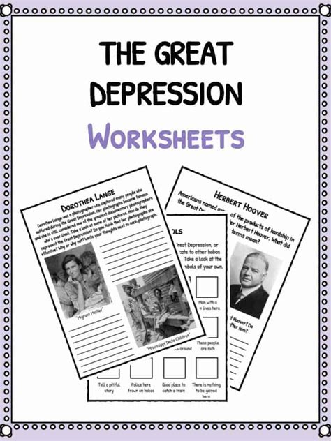 Free Printable The Great Depression Worksheets Pdf The Great Depression Worksheet - The Great Depression Worksheet
