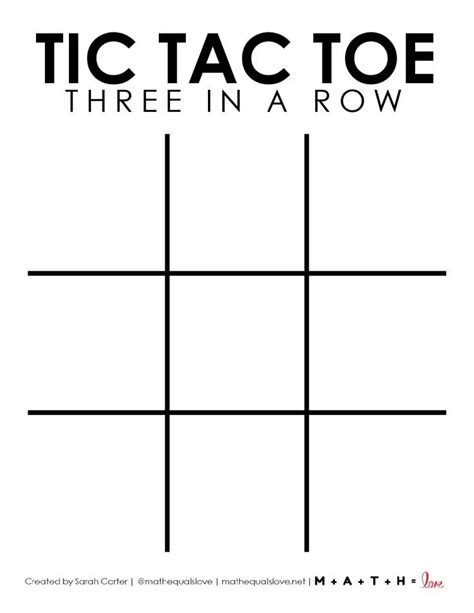 Free Printable Tic Tac Toe Game