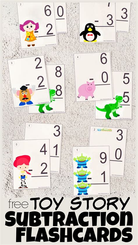 Free Printable Toy Story Subtraction Flashcards Printable Subtraction Flash Cards - Printable Subtraction Flash Cards