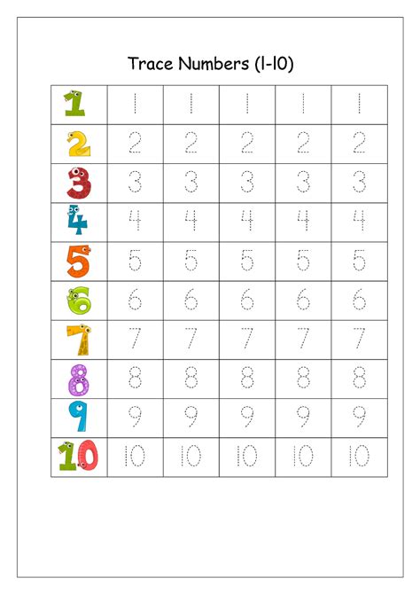 Free Printable Tracing And Writing Numbers 1 To Writing Numbers 010 Worksheets - Writing Numbers 010 Worksheets