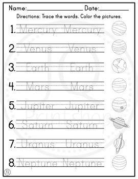 Free Printable Tracing Worksheets Planet Trace And Write Planet Worksheets For Preschool - Planet Worksheets For Preschool