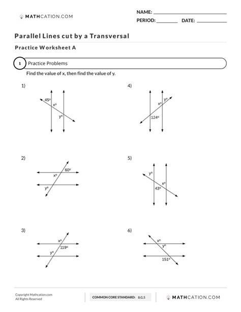 Free Printable Transversal Of Parallel Lines Worksheets Quizizz Transversal Practice Worksheet - Transversal Practice Worksheet