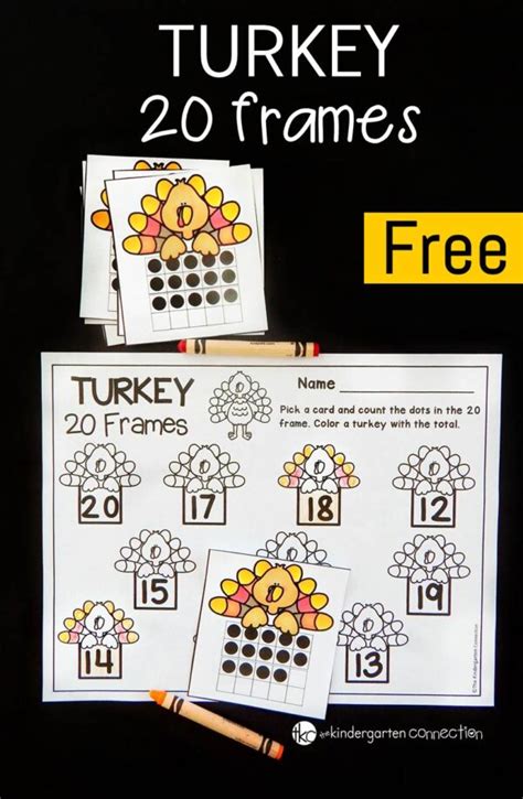 Free Printable Turkey 20 Frames Math Game For 20 Frames Math - 20 Frames Math
