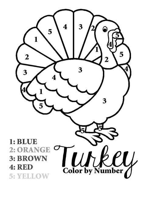 Free Printable Turkey Color By Number 1 Thanksgiving Color By Number Turkey Preschool - Color By Number Turkey Preschool