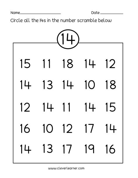Free Printable Worksheet On Number 14 Math Only Number 14 Worksheet - Number 14 Worksheet